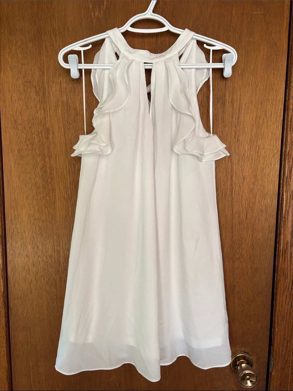 Alythea White Ruffle Halter Mini Dress